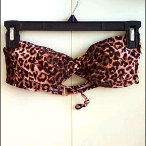 Animal print bandeau bikini top